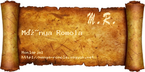 Mánya Romola névjegykártya